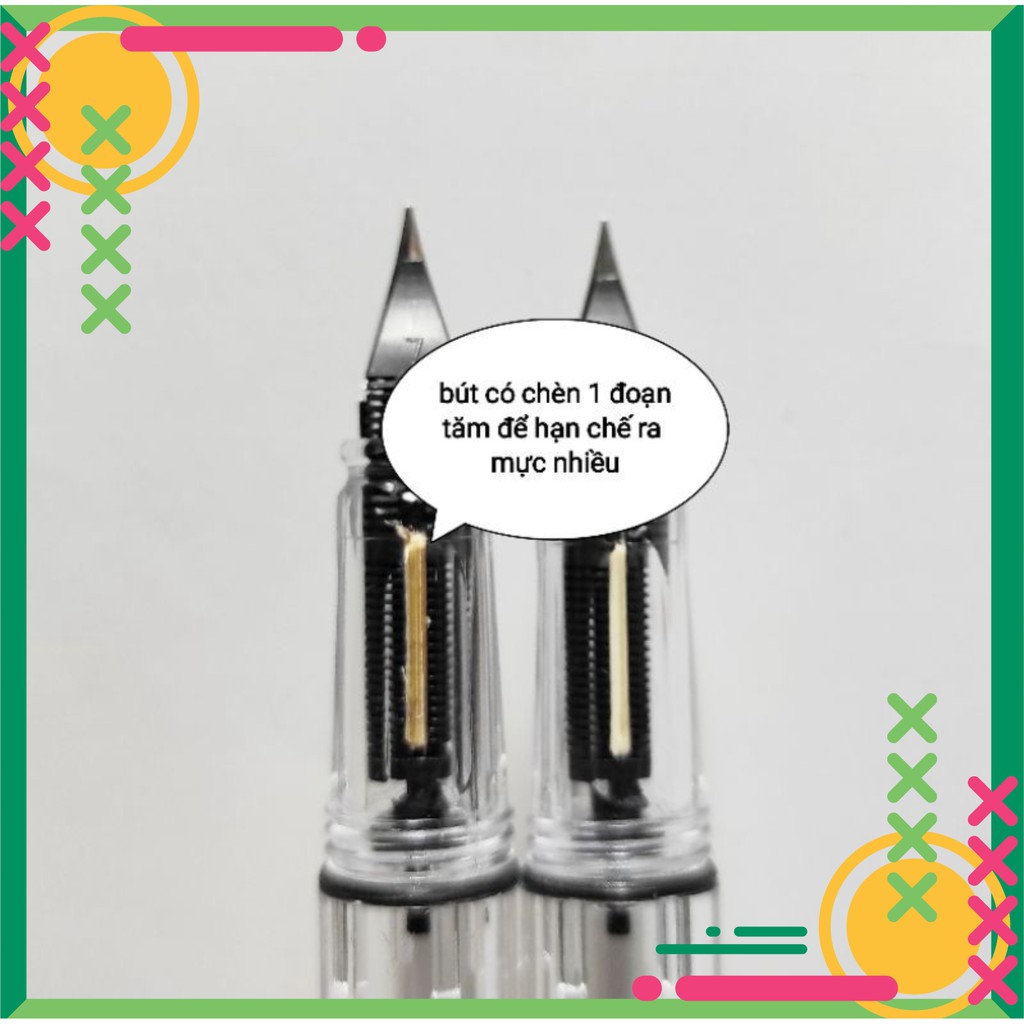 Bút Máy Thầy Ánh SH051 Calligraphy - Ngòi Lá Tre G Không Gỉ - Tự Tạo Thanh Đậm - Không Kén Mực - Nhiều Màu Sắc