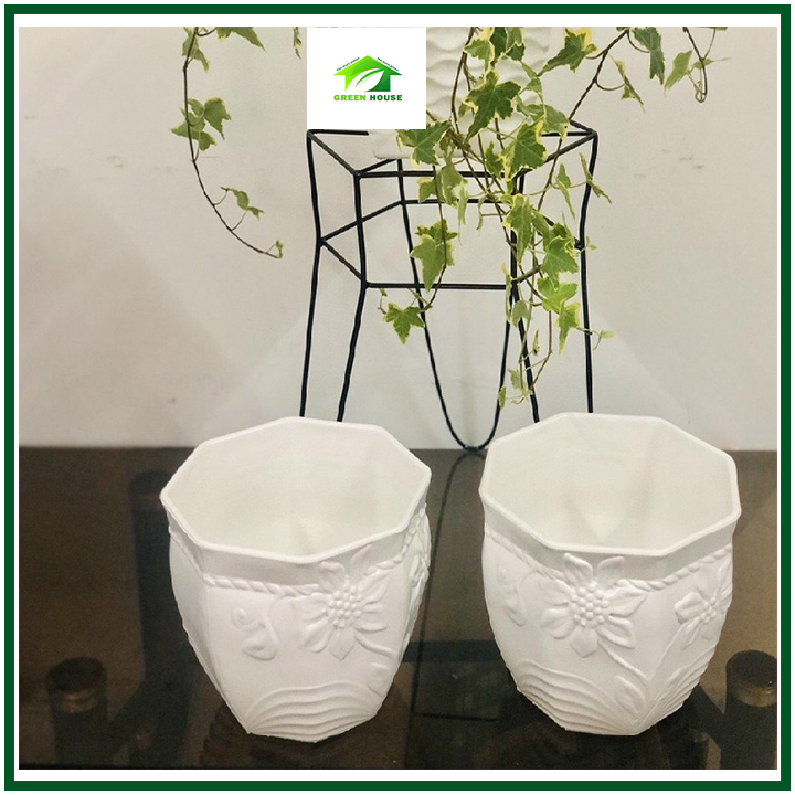 Combo 5 Chậu hoa mây để bàn trắng 17cm