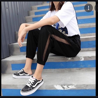 Quần jogger đũi hàn phối lưới sườn dáng dài, bo gấu cá tính