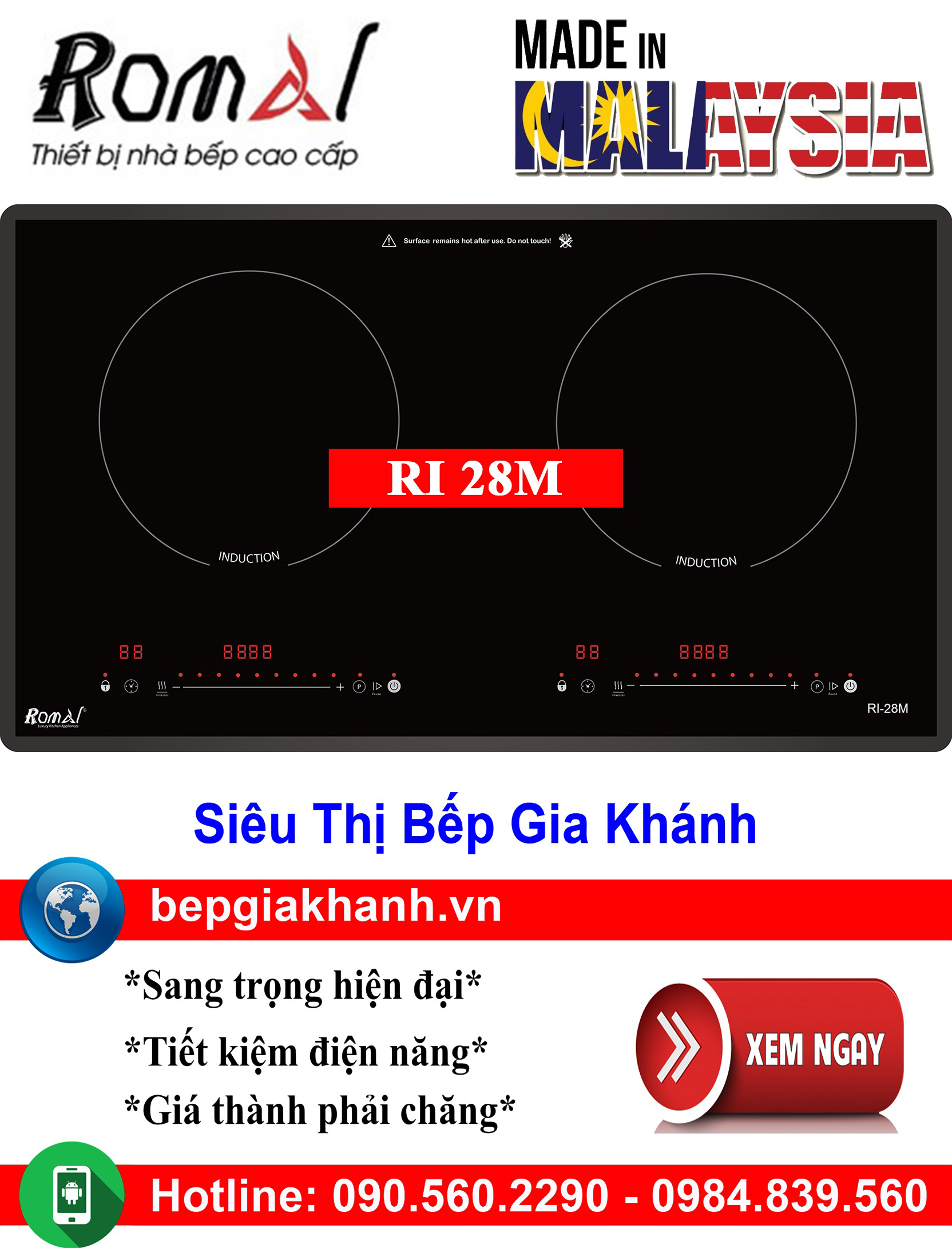 [HCM]Bếp từ đôi Romal RI 28M nhập khẩu Malaysia, bếp từ, bếp điện từ, bếp từ đôi, bếp điện từ đôi, bếp từ giá rẻ, bếp điện từ giá rẻ, bếp từ đơn, bep tu don, bep tu