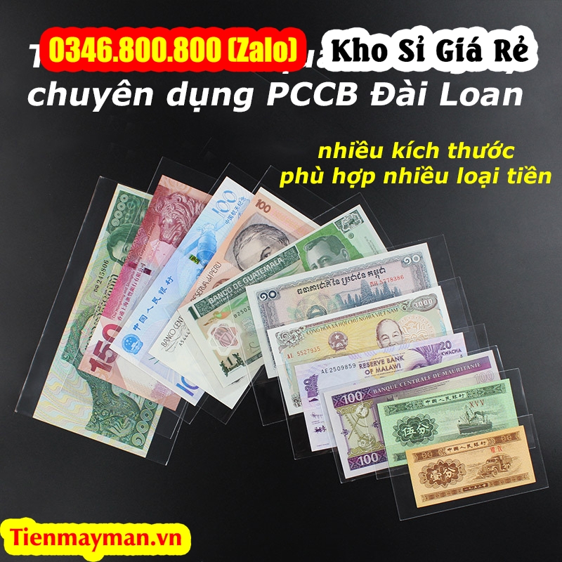 Túi Nilon bảo quản tiền giấy , phơi nilong OPP bảo quản tiền giấy PCCB Đài Loan, nhiều kích cỡ, 50 miếng/túi