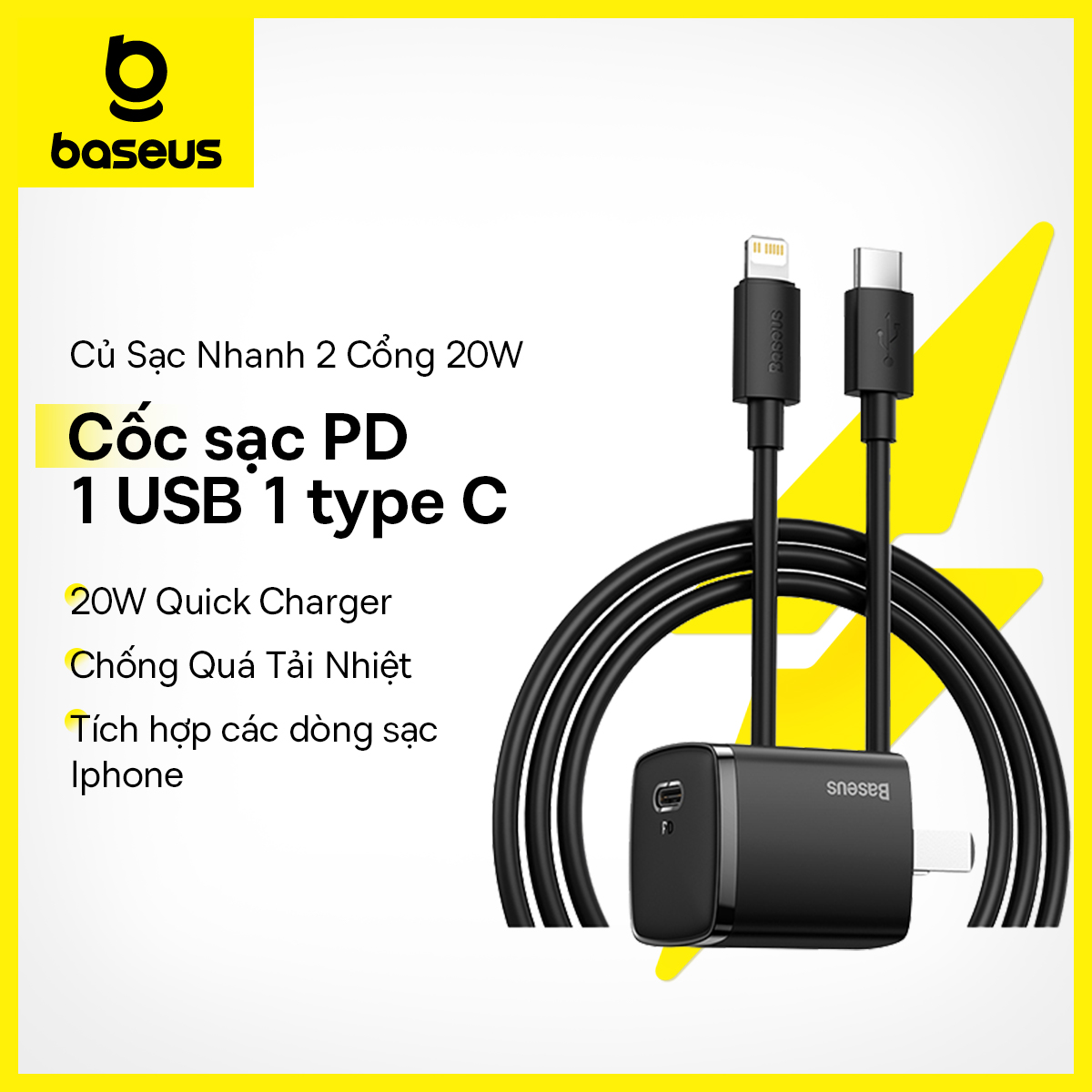 [Bộ sưu tập Vương Nhất Bác] Baseus USB Type C Charger Sạc Nhanh 20W Dây Sạc iPhone Sạc Nhanh USB C di động type C PD Sạc nhanh cho iPhone 13 12 Pro Max 11 Mini 8 Plus
