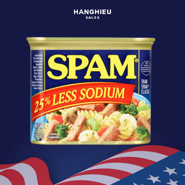Lốc 4 hộp thịt đóng hộp spam 25% less sodium 1.36kg