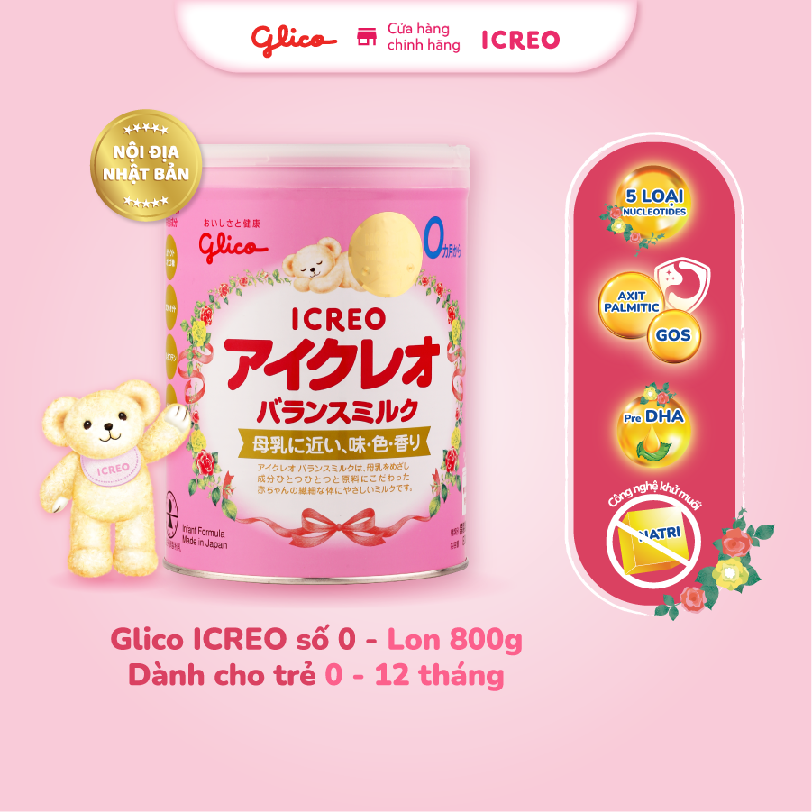 [FREESHIP TOÀN QUỐC] Sữa Glico Icreo Balance Milk số 0 (800g) dành cho trẻ từ 0-12 tháng-100% nội địa Nhật Bản