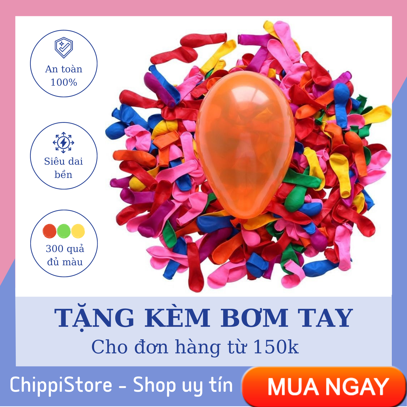 1 túi bóng bay nhí 300 quả, bóng bay nhỏ ti đủ màu, bóng bay nhỏ chơi ném nước