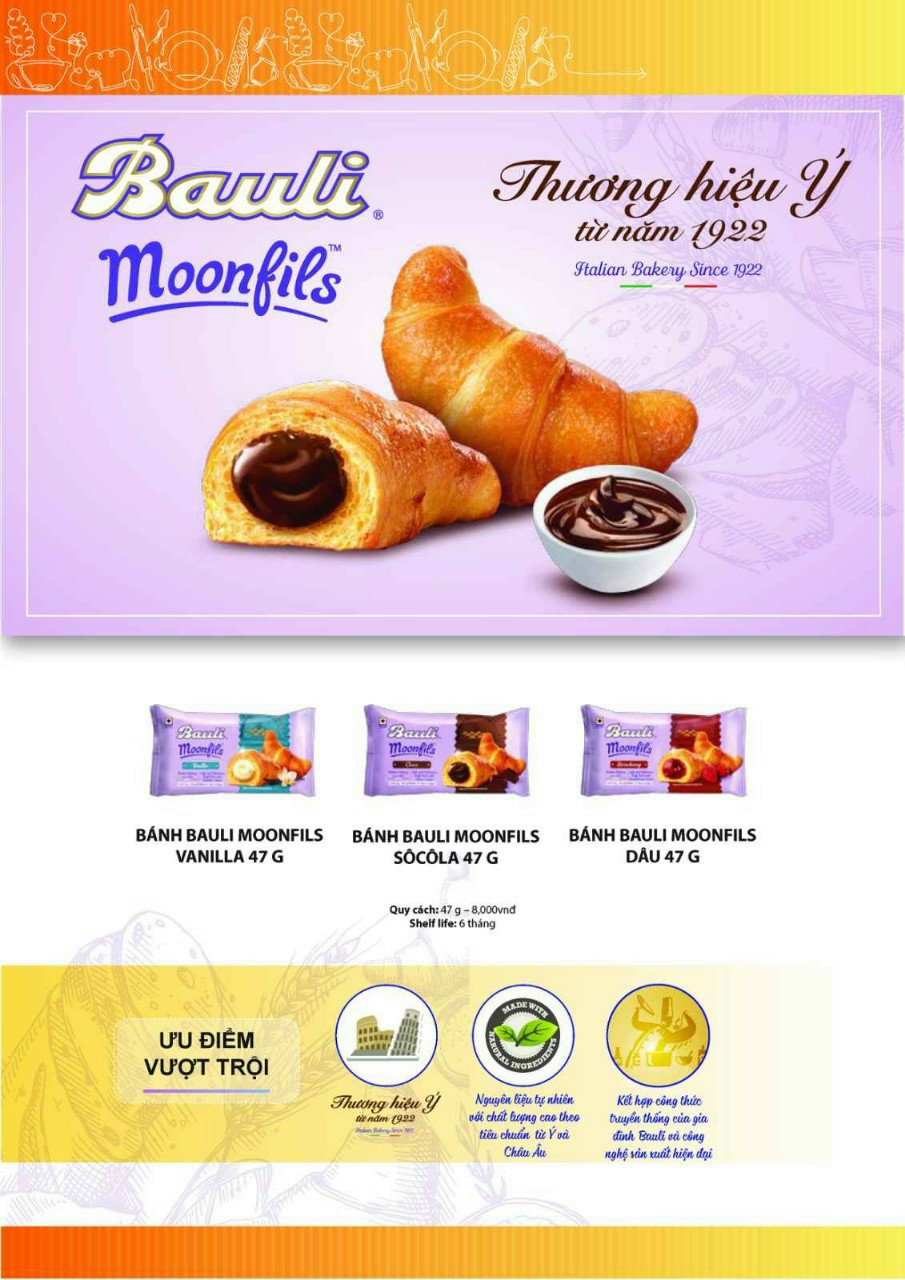 Bánh sừng bò Bauli Moonfils 47g (20 cái/hộp)