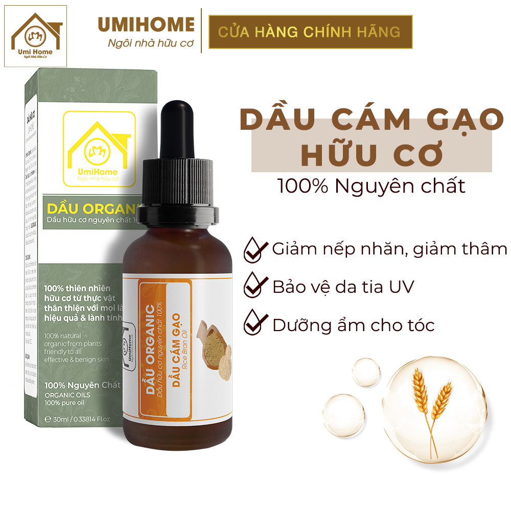 Dầu cám gạo dưỡng da hữu cơ umihome nguyên chất | rice bran oil 100% organic 30ml