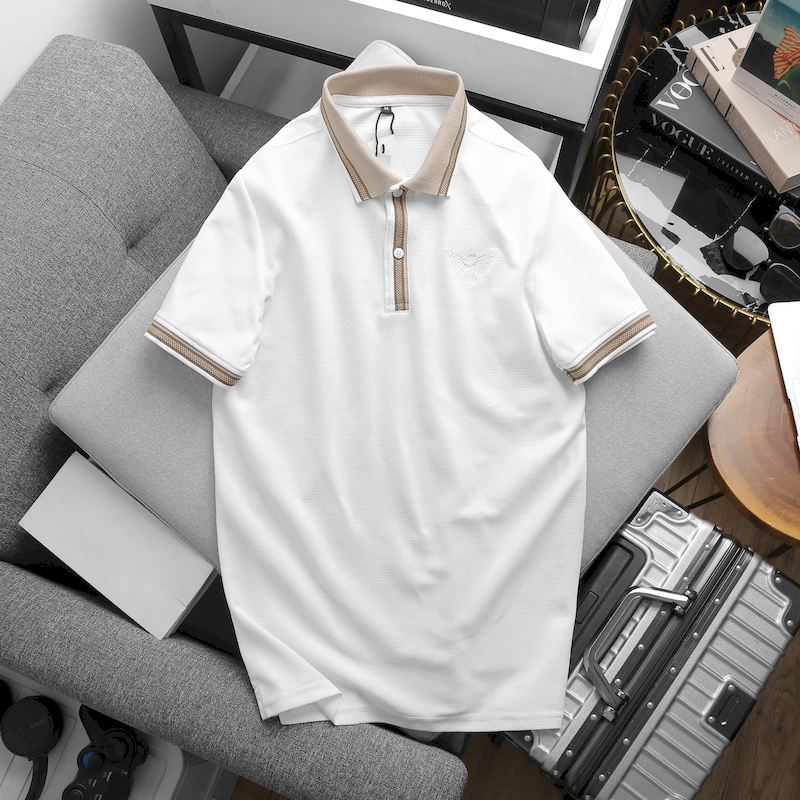 Áo thun polo nam cá sấu trẻ trung có cổ bẻ phối sọc ở tay nexx&dee pl06