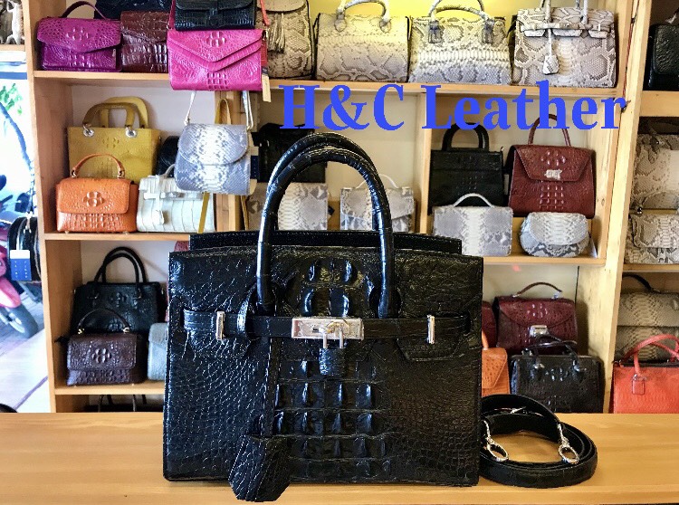 [Ảnh thật] Túi xách nữ HM da cá sấu thật 100%, màu đen