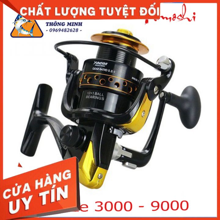 Máy Câu Cá YUMOSHI AD Đủ Size 3000 đến 9000, máy cau ca kim loại, may cau ca shimano penn