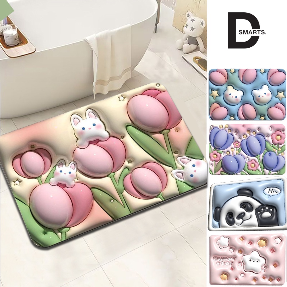 Thảm lau chân in hình 3d siêu cute mẫu hot 2023, thảm chùi chân thấm nước 3s, kích thước 40*60cm