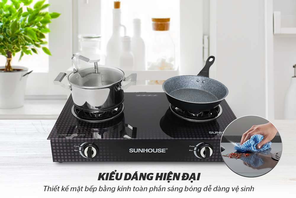 Bếp gas dương kính sunhouse shb3366mt