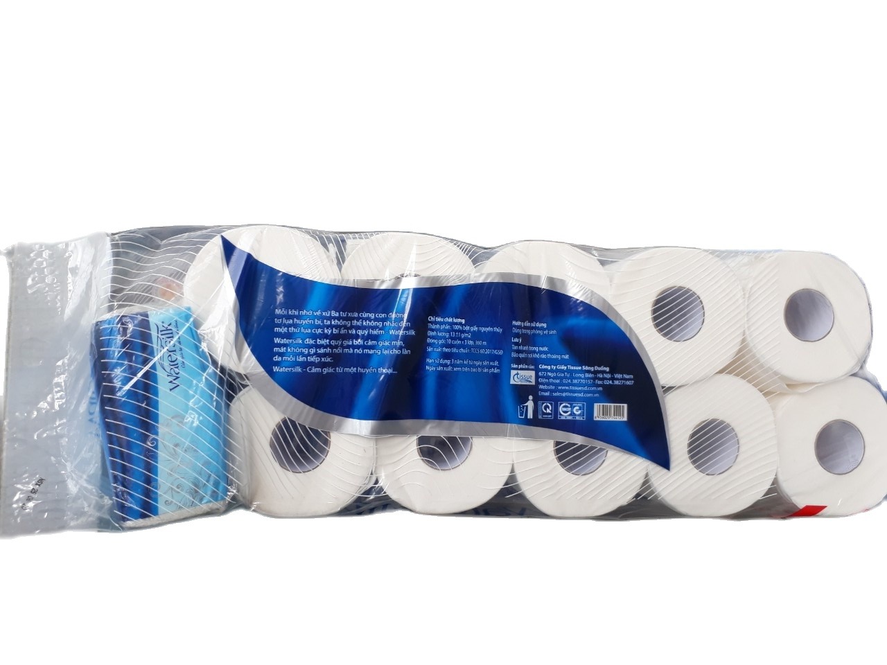 Giấy vệ sinh Watersilk 10 cuộn, mỗi cuộn 3 lớp ( Có tặng quà)