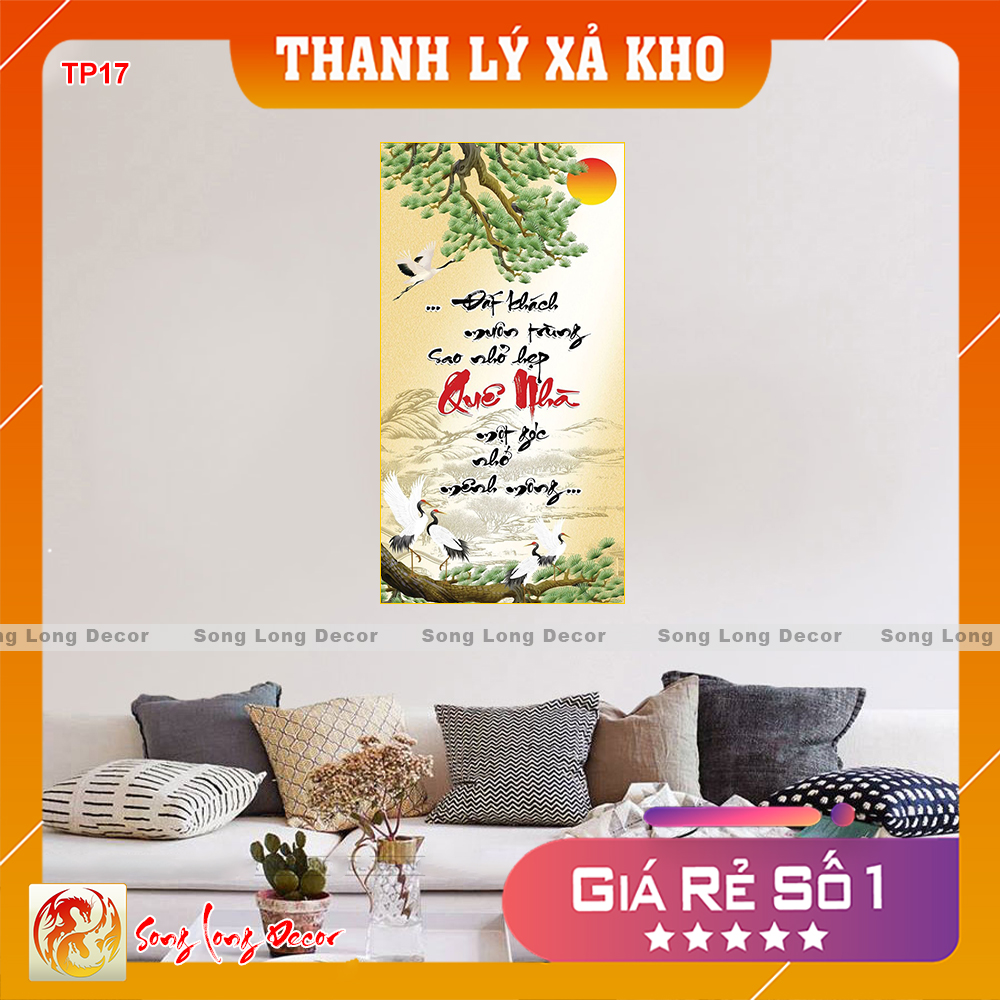 [THANH LÝ SẢ KHO] Tranh dán tường 3d - Tranh 3D Thư Pháp  - Tranh Quê Hương - Giấy dán tường 3d - Song Long Decor - TP17
