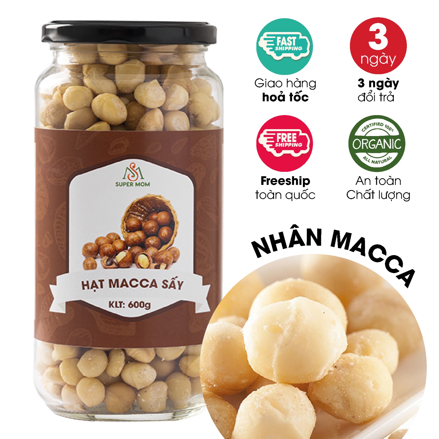 Nhân macca tách vỏ sấy nguyên vị ăn vặt mẹ bầu/ ăn vặt ăn kiêng/ ăn vặt healthy lành mạnh/ ăn vặt giảm cân