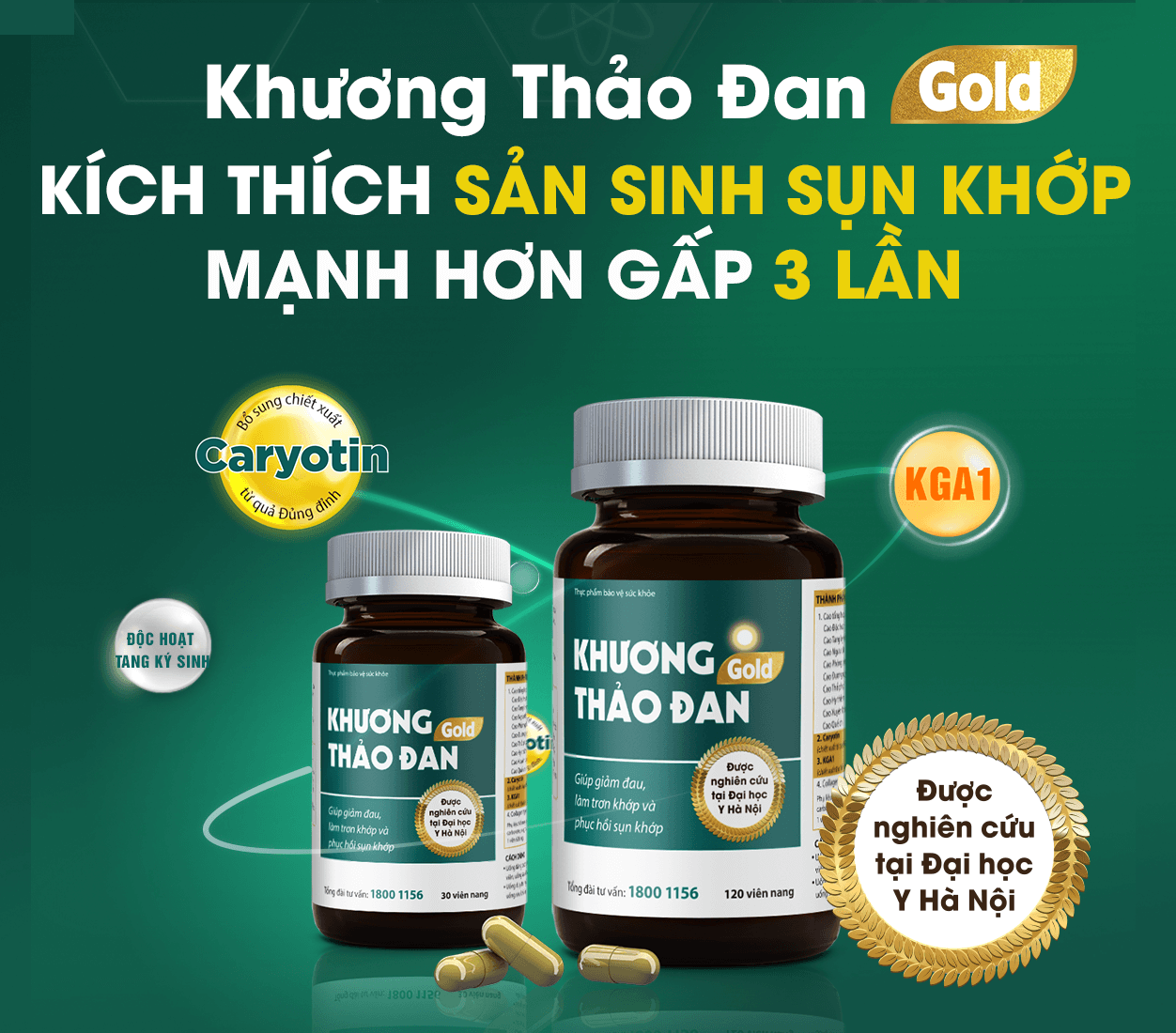 Viên xương khớp khương thảo đan gold thái minh - lọ 120 viên & lọ 30 viên