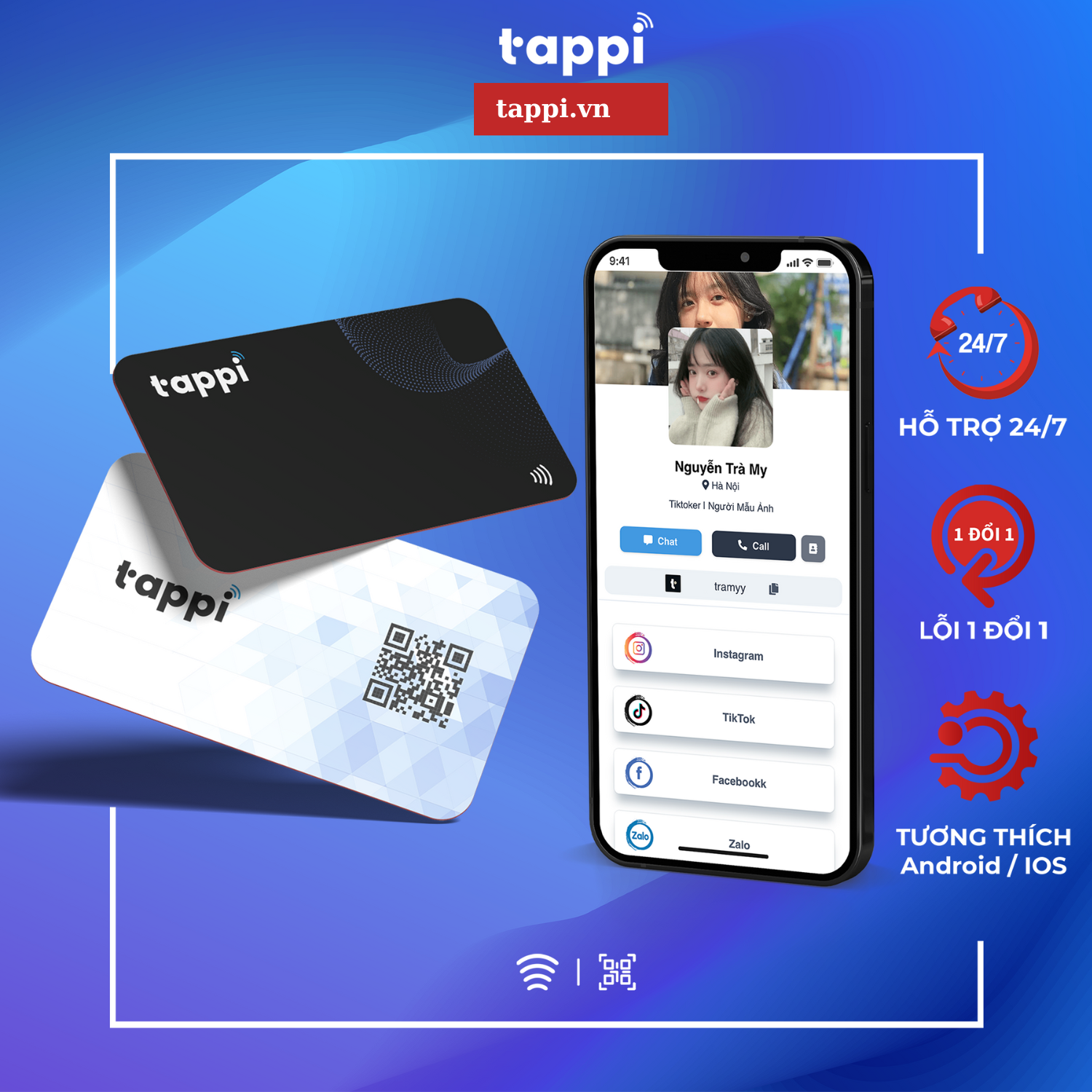 Thẻ cá nhân thông minh TAPPI - MATE black, Trao đổi thông tin nhanh chóng, tiện lợi,