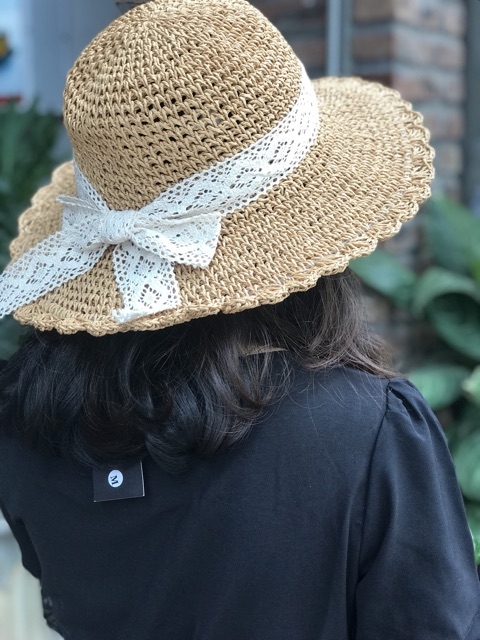 [HCM]Mũ cói nơ dây ren mẹ và bé viền rộng vành nón cói đi biểndu lịch thắt nơ siêu xinh dễ thương (nhiều mẫu)