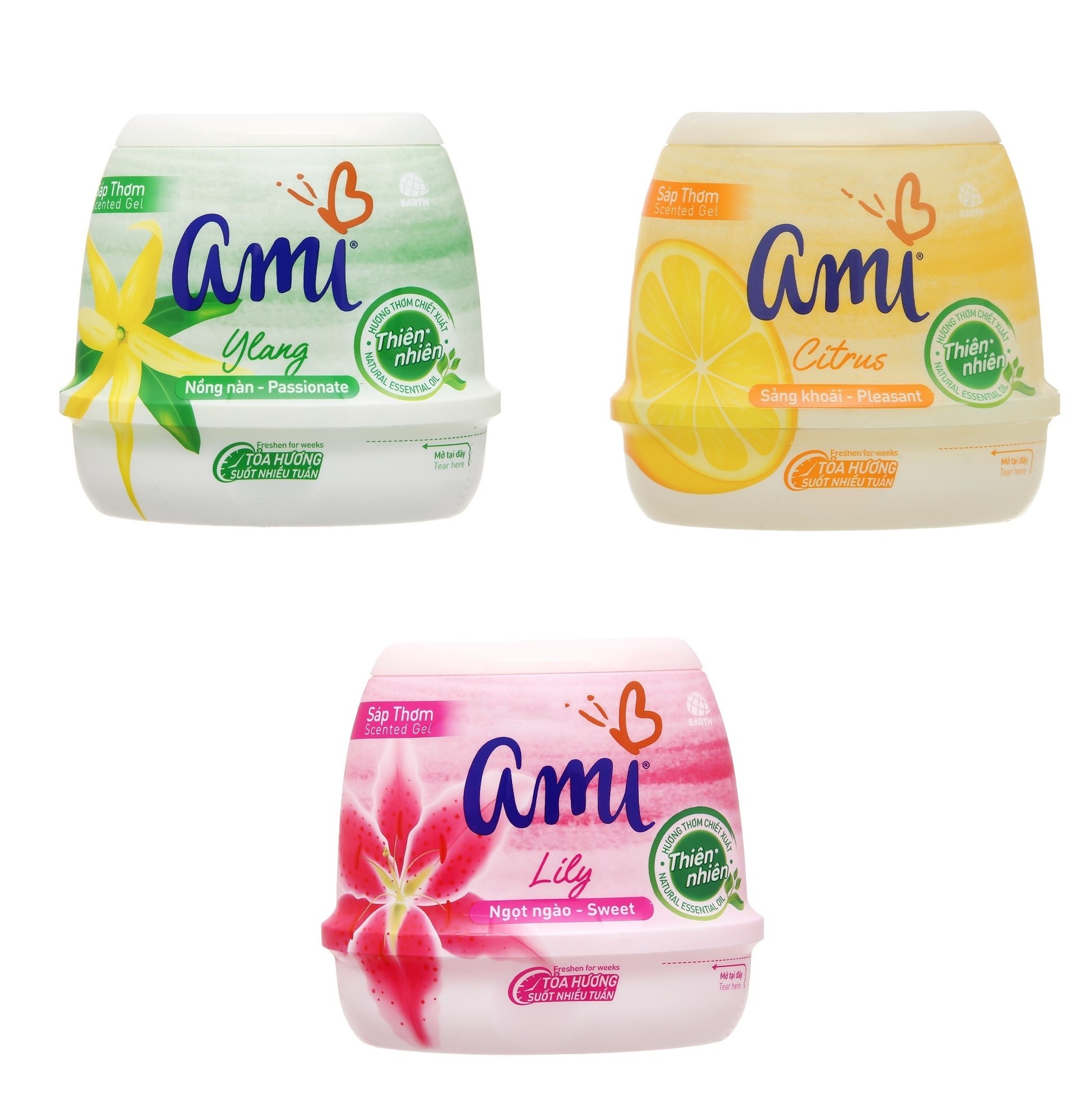 Sáp thơm khử mùi Ami 200gr - Nhiều mùi hương thơm chiết xuất thiên nhiên