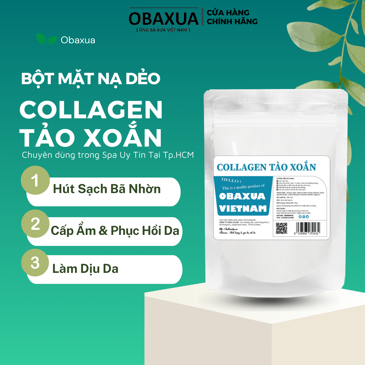 Bột mặt nạ dẻo tảo xoắn lục obaxua- mask dẻo