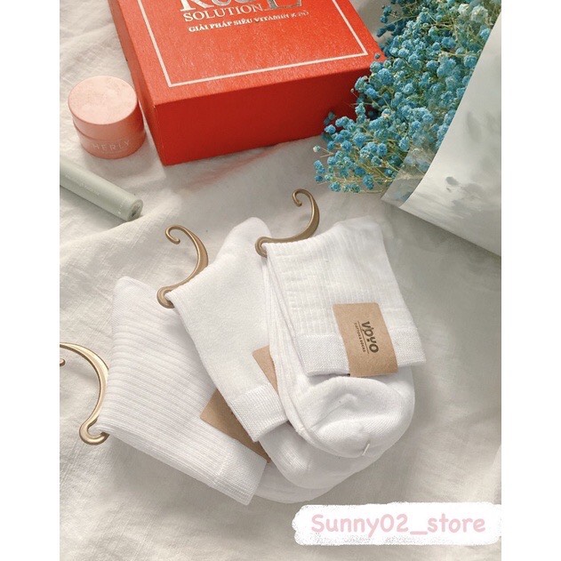 Vớ tất cổ cao gân trơn nữ phong cách Ulzzang Hàn Quốc