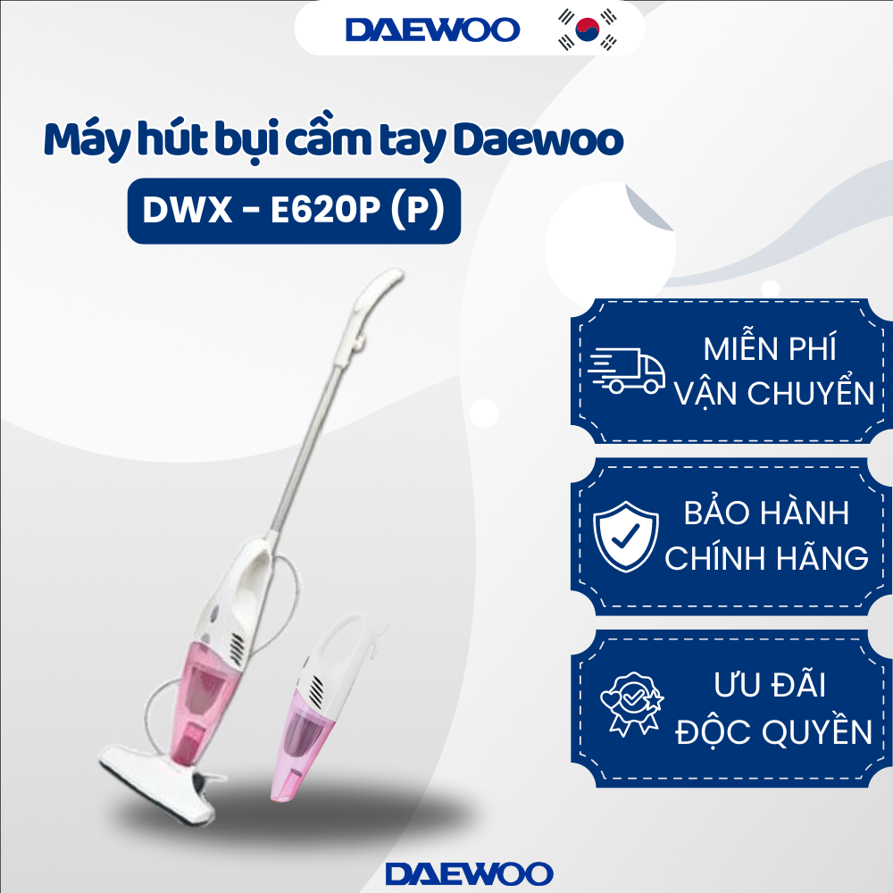 Máy hút bụi cầm tay Daewoo DWX-E620P (Pink) (600W) - Hàng chính hãng