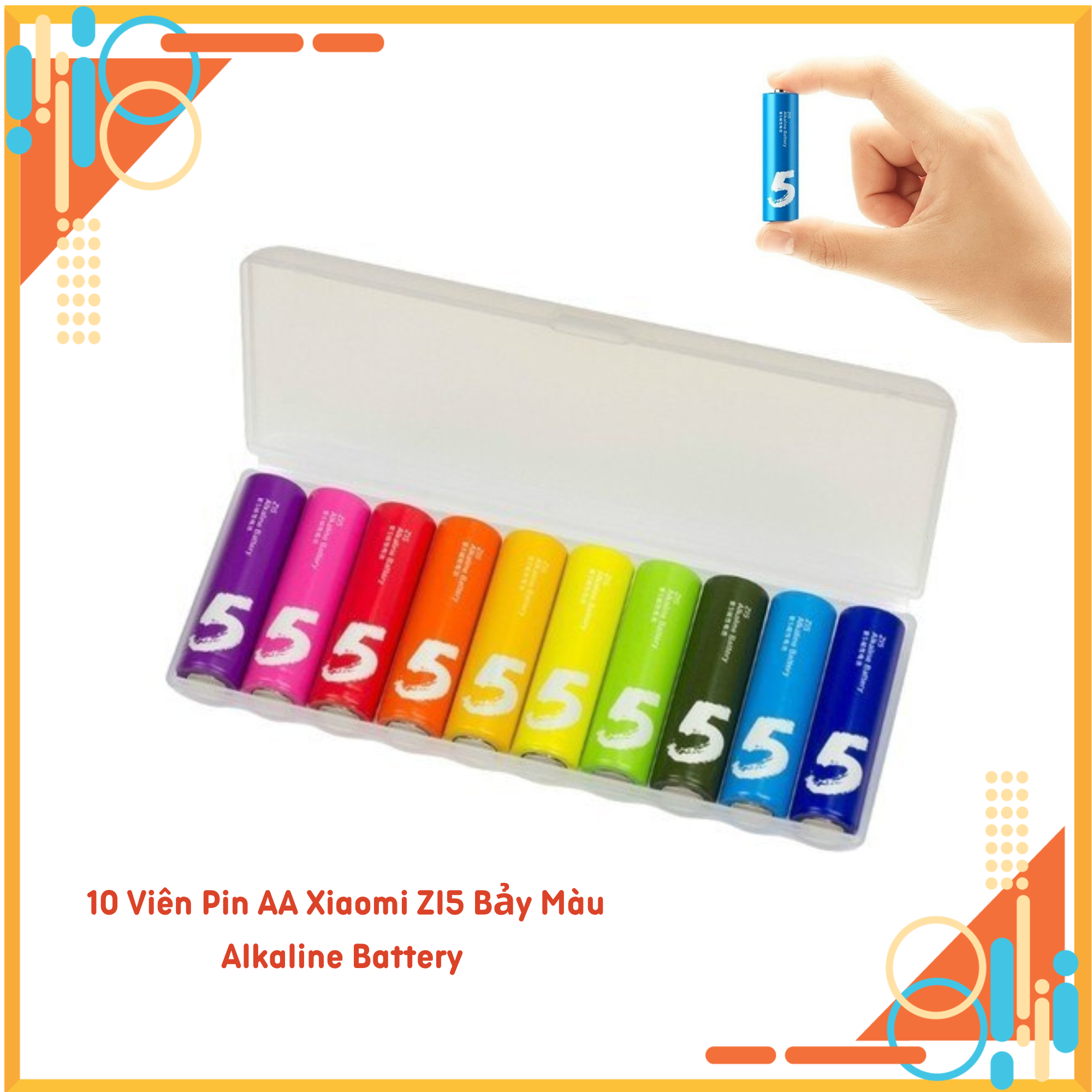 10 viên pin aa xiaomi zi5 bảy màu alkaline battery