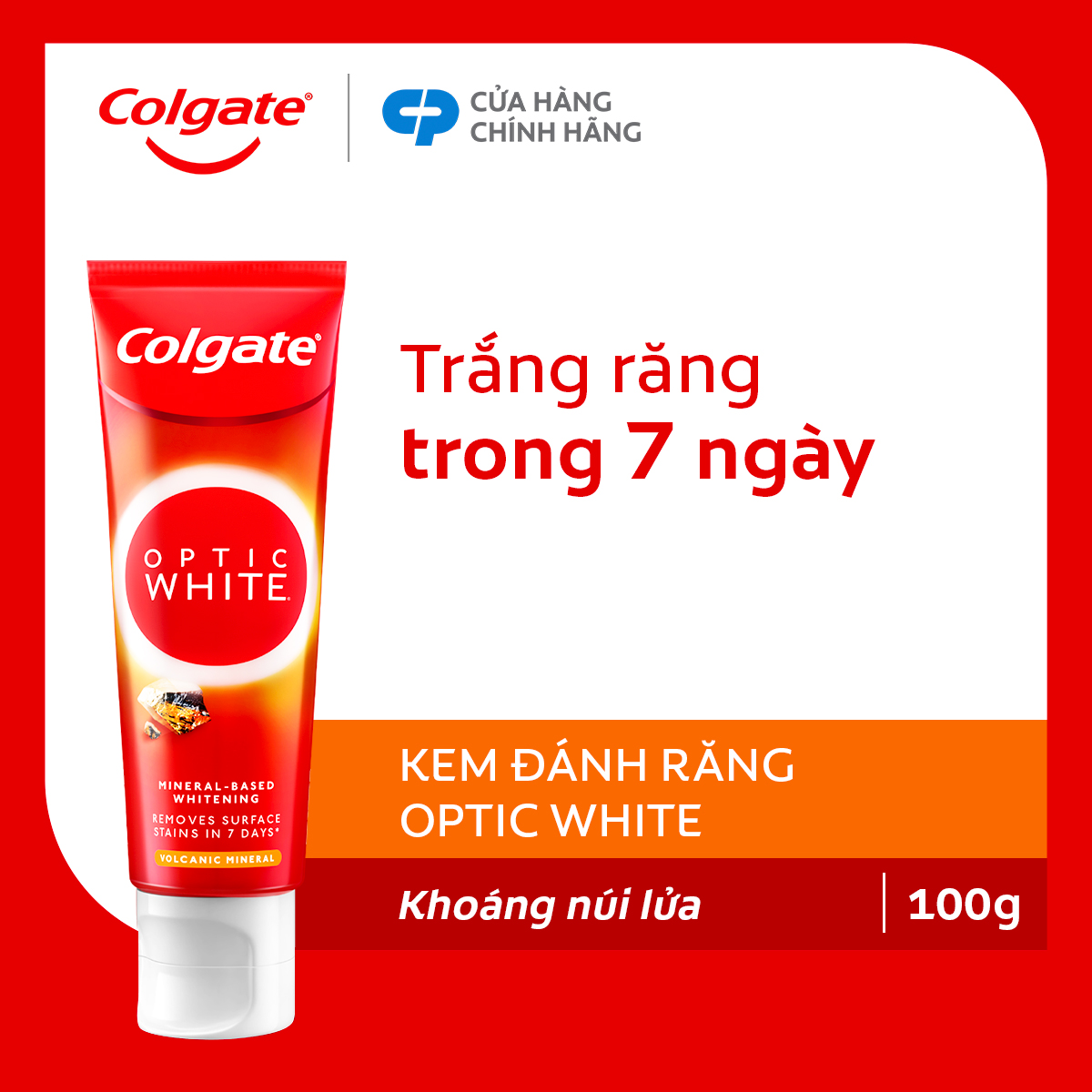 Kem đánh răng Colgate trắng răng Optic White làm trắng sáng răng trong 7 ngày