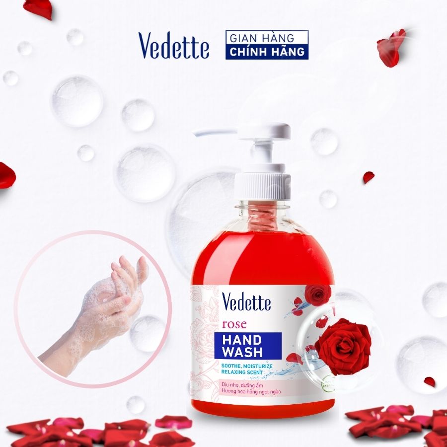 Nước rửa tay Vedette Hoa Hồng 500ml