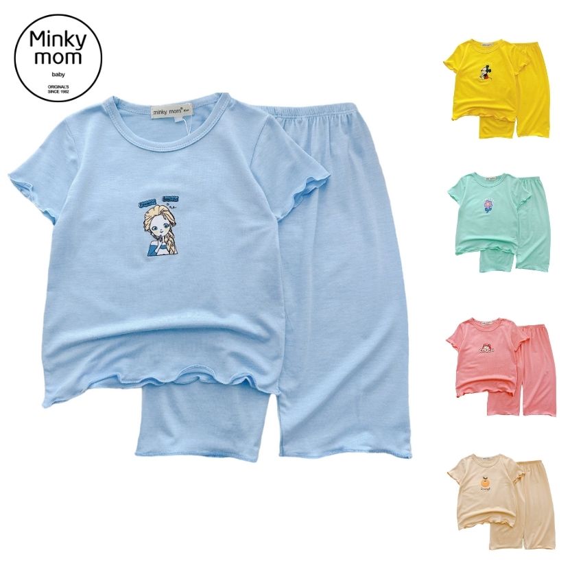 Bộ tay ngắn quần dài thun lạnh Minky Mom cho bé gái 7-28 kg TN-IN164
