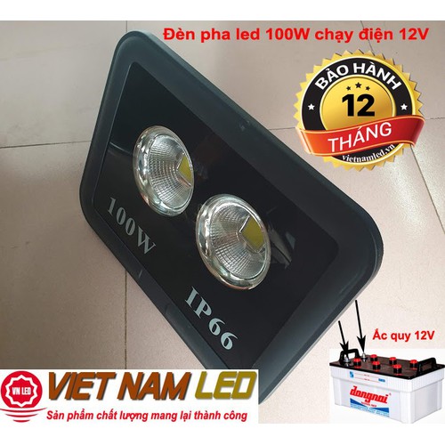 Đèn pha LED 100W 12V 2 mắt led lắp ngoài trời Ip66
