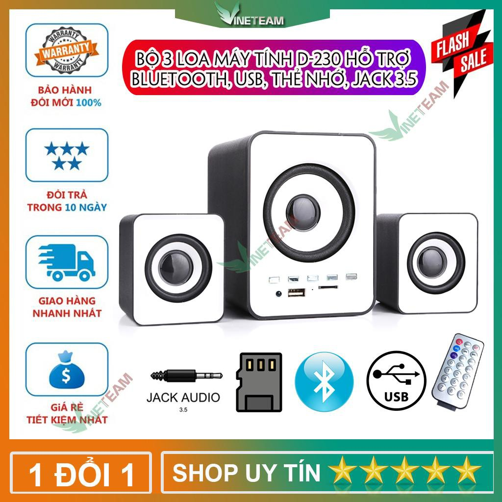 Bộ 3 loa máy tính d-230 hỗ trợ bluetooth usb thẻ nhớ jack 3.5 -dc4032