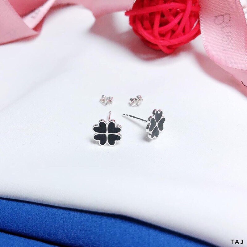 Bông Tai Cỏ 4 Lá Đen  - TRANG SỨC BẠC TNJ CAM KẾT HÀNG CHUẨN ẢNH, CHẤT LƯỢNG TỐT, PHỤC VỤ TẬN TÌNH, CHU ĐÁO