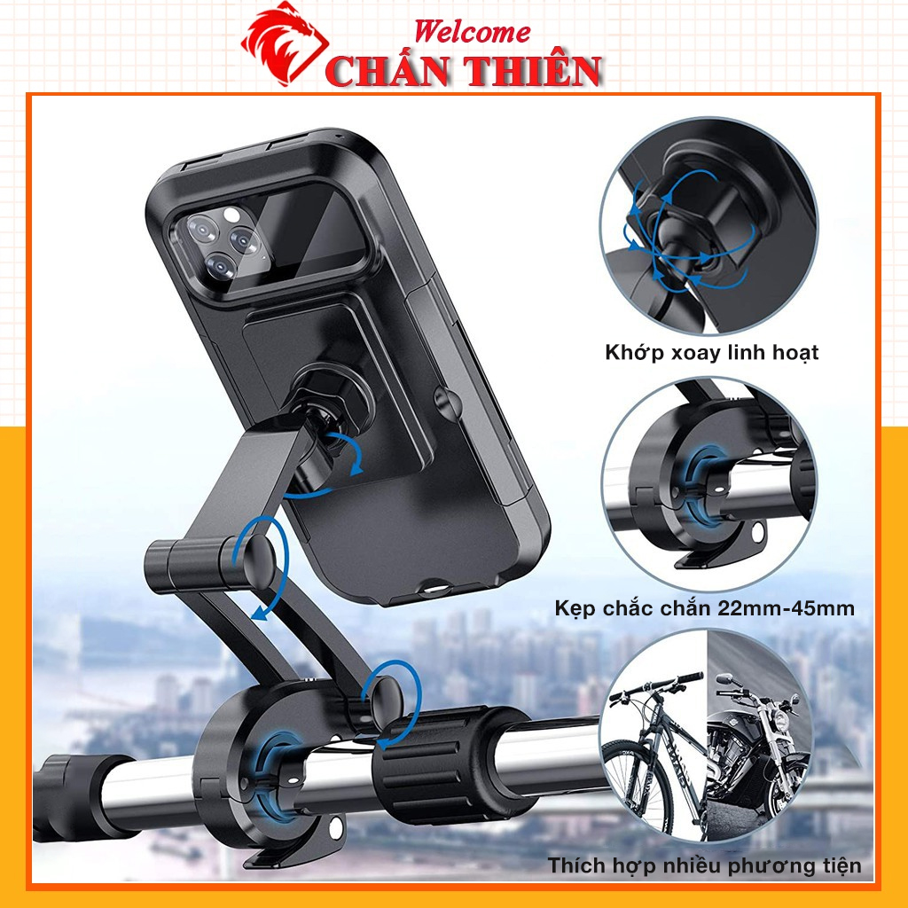 Giá đỡ điện thoại xe máy xe đạp chống nước xoay 360 độ, giá đỡ xe máy, giá đỡ điện thoại gắn xe máy
