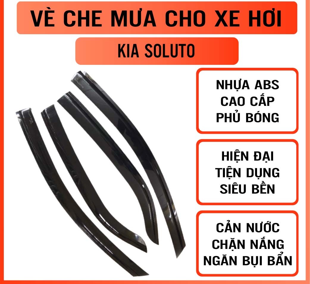Bộ vè che mưa cho xe KIA SOLUTO, chất liệu nhựa ABS cao cấp