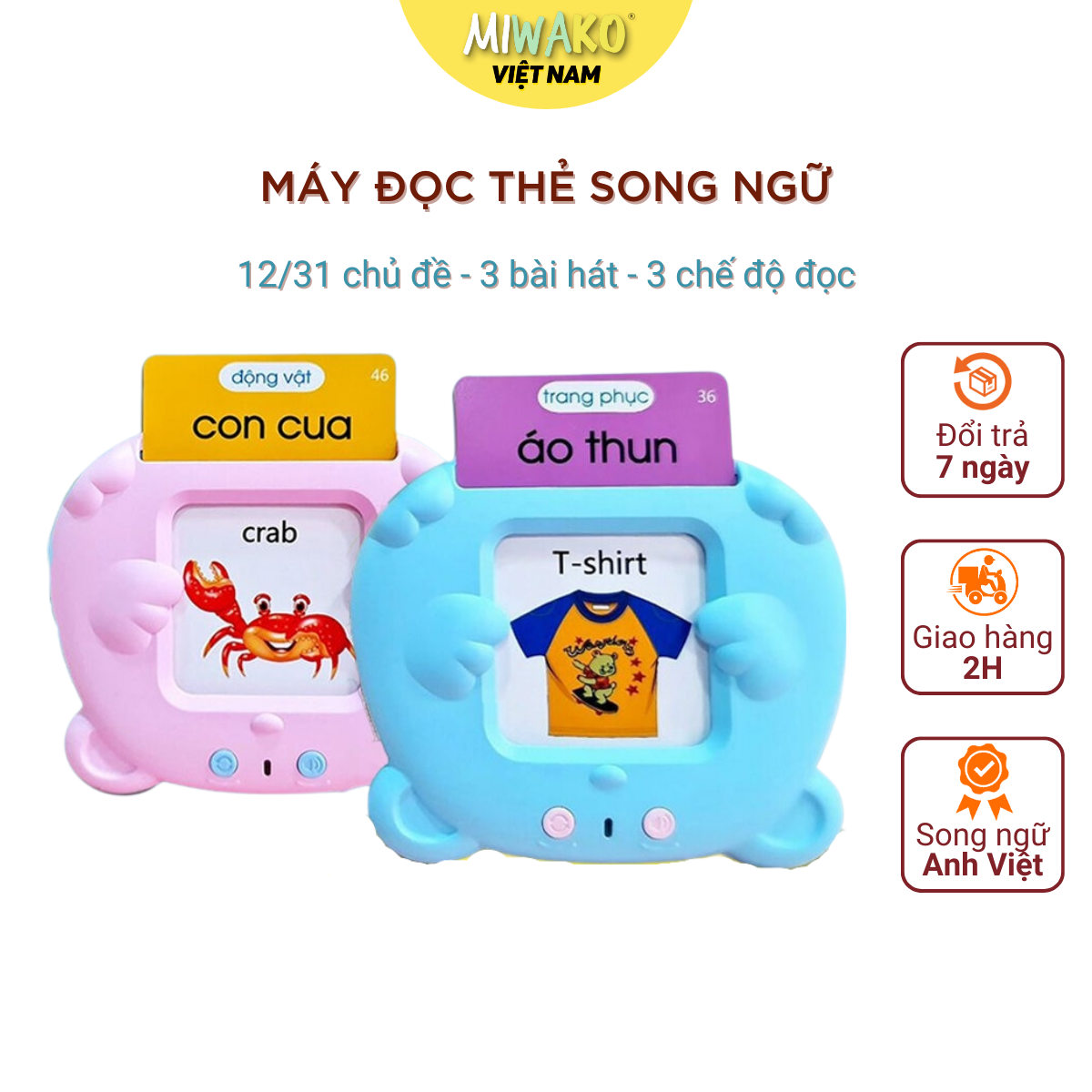 Máy đọc thẻ flash card song ngữ anh việt 112 thẻ và 255 thẻ với 3 chế độ đọc tiếng anh tiếng việt song song anh việt kèm âm thanh phát nhạc, máy đọc thẻ flashcard từ vựng tiếng anh tiếng việt cho bé