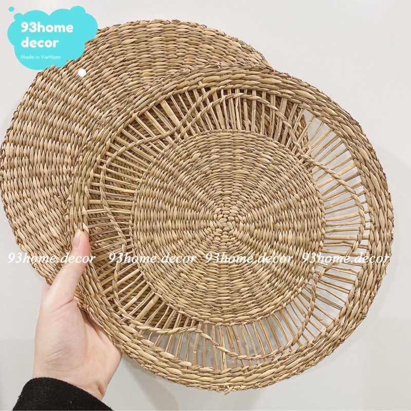 Đĩa cói đan, lót ly cói decor, lót đĩa cói đan tay tự nhiên, thảm cói trang trí
