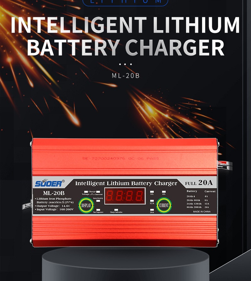 Bộ sạc pin Lithium sạc bình ắc quy với dòng sạc 20A