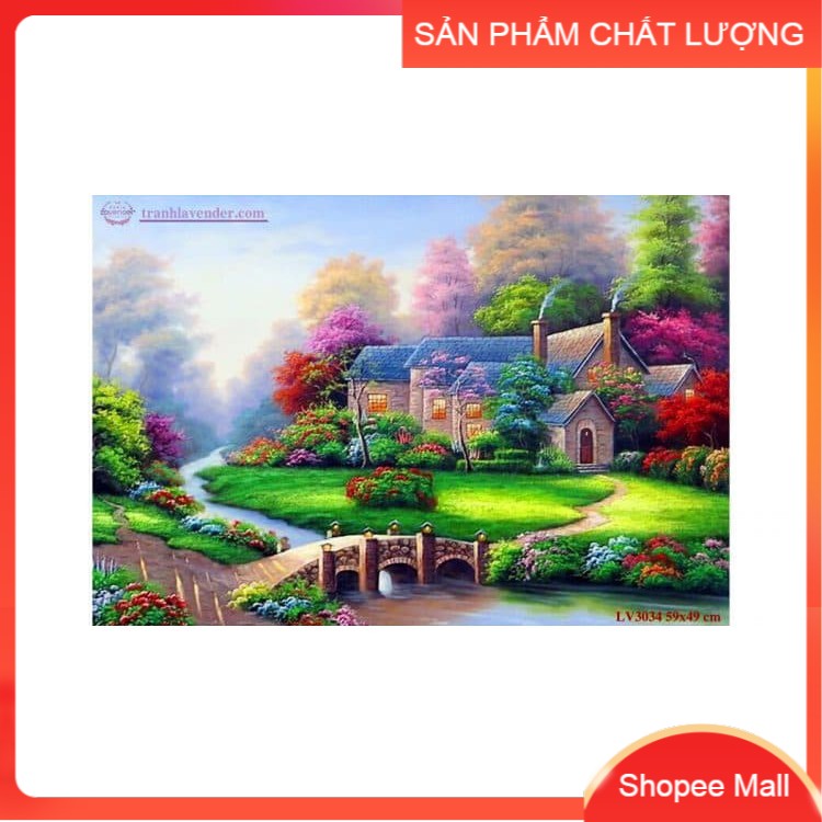 Tranh thêu chữ thập Gia đình hạnh phúc LV3034 kích thước 59*49cm [Hàng có sẵn]