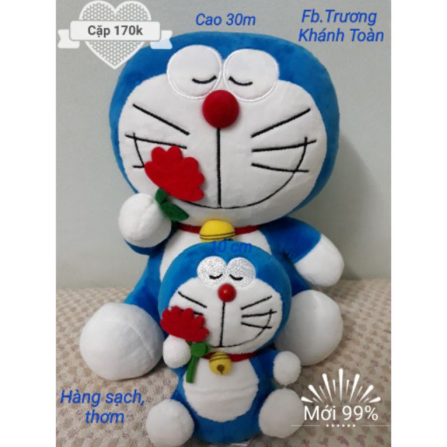 Cặp gấu bông Doreamon Cầm Bông Hoa