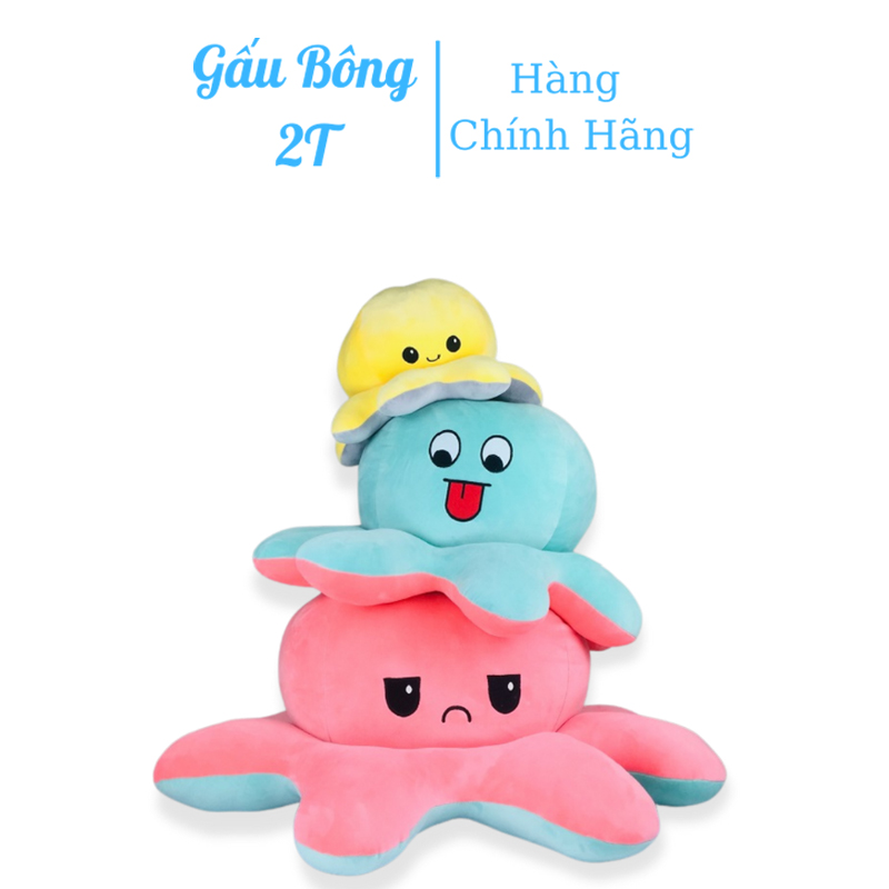 Gấu Bông Gối Ôm Bạch Tuộc Cảm Xúc 2 Mặt Siêu To Khủng Lồ Vải Nhung Mềm Mịn Bông Gòn Đầy Đặn Căng Tròn