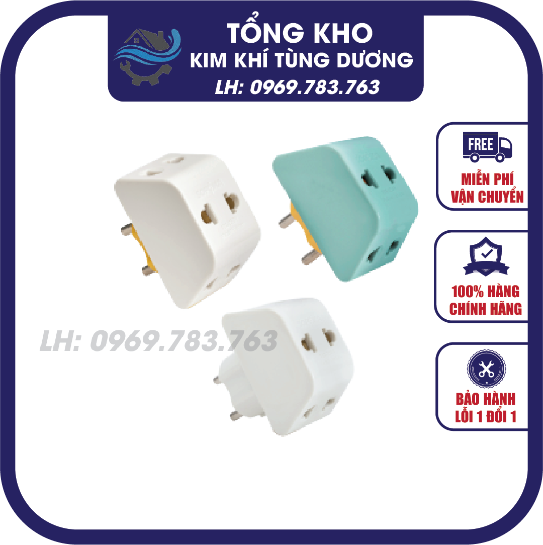 Phích cắm, ổ cắm, đầu nối chia điện đa năng 3 cửa sopoka p11 p15 chịu tải 2200w