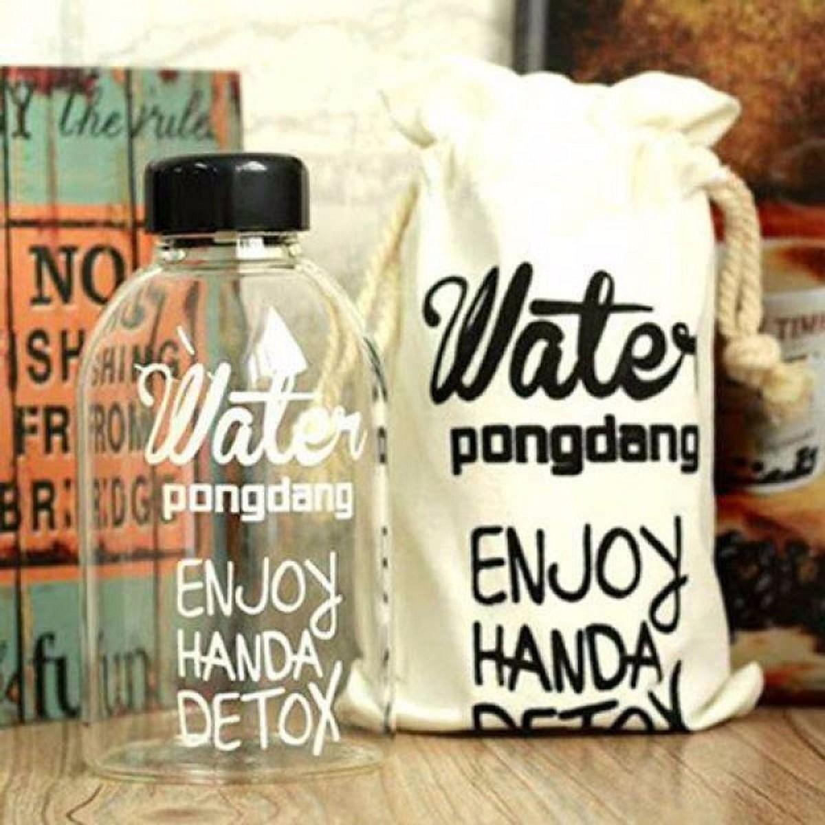 Bình nước DETOX WATER PONGDANG 600ml- Tặng kèm túi vải Vintage giữ nhiệt- Siêu tiện lợi (GIAO MÀU NGẪU NHIÊN)