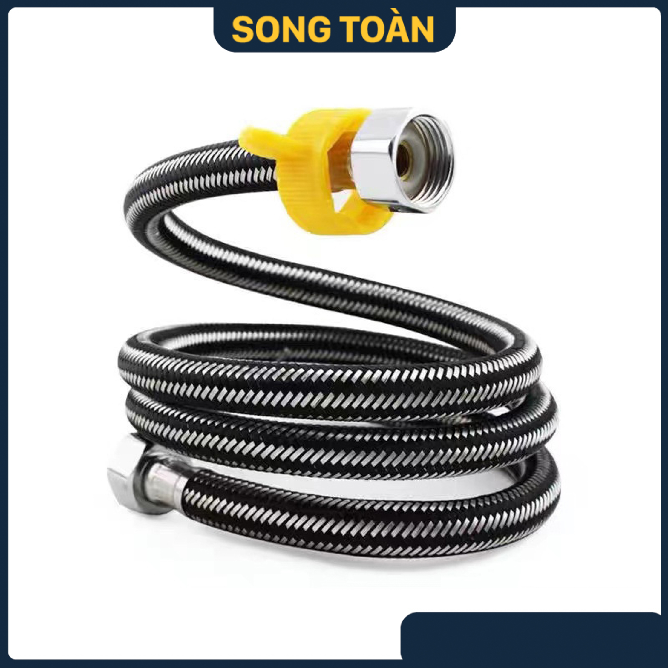 Dây inox cấp nước, dây inox cấp nước sọc đen tán xoay inox - phi 21