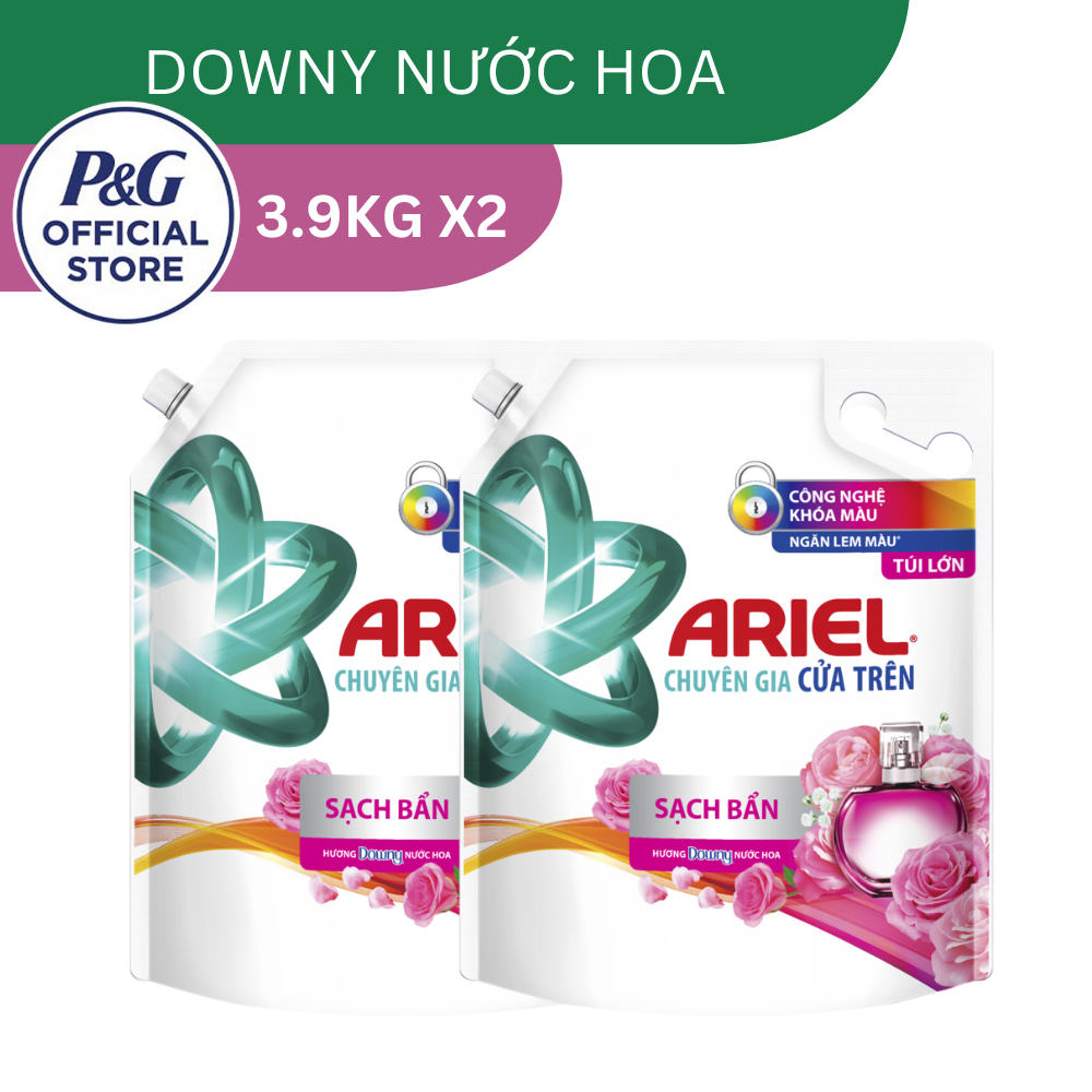 Combo 2 Nước Giặt Quần Áo Siêu Thơm ARIEL Cửa Trên Hương Downy Nước Hoa Túi 3.9Kg
