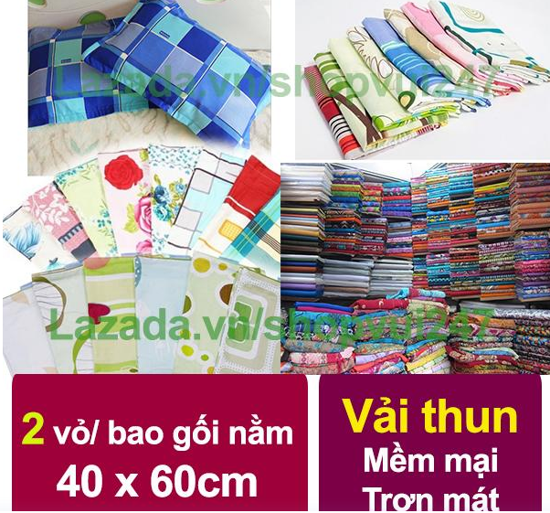 2 vỏ gối nằm vải thun VNXT2 (bao gối nằm, vỏ gối nằm) 40 x 60 cm trơn mịn thoáng mát (Giao màu ngẫu nhiên)