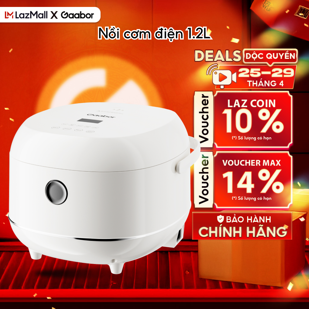[HỎA TỐC HCM] Nồi cơm điện tử dung tích 1.2L Gaabor GR-S25D/RC-30T01A 5 chế độ nấu lòng nồi chống dính công suất 500W màu trắng - Bảo hành 12 tháng 1 đổi 1