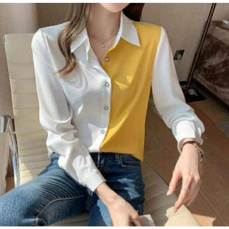 Áo sơ mi _ áo sơ mi công sở phối màu cực chất