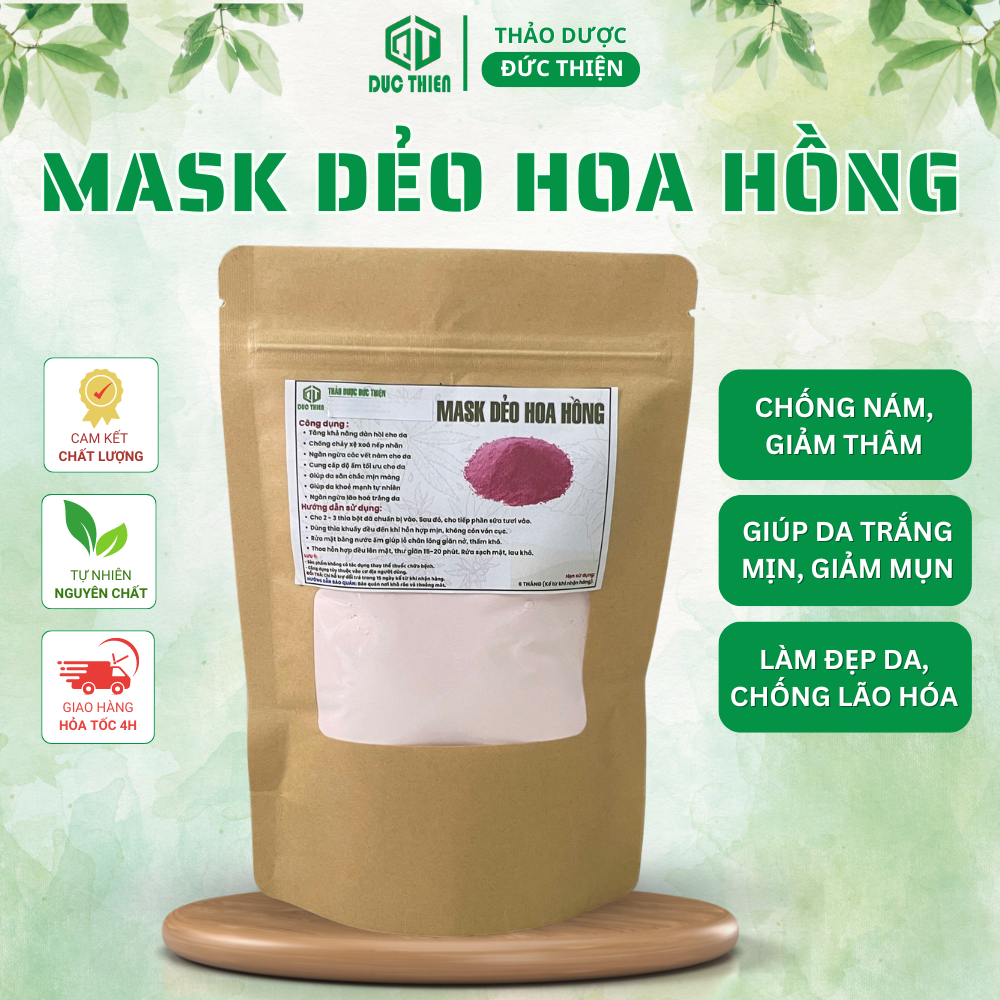 100g bột nạ dẻo hoa hồng - mask dẻo hoa hồng chuyên spa chăm sóc da, dưỡng trắng, săn chắc da
