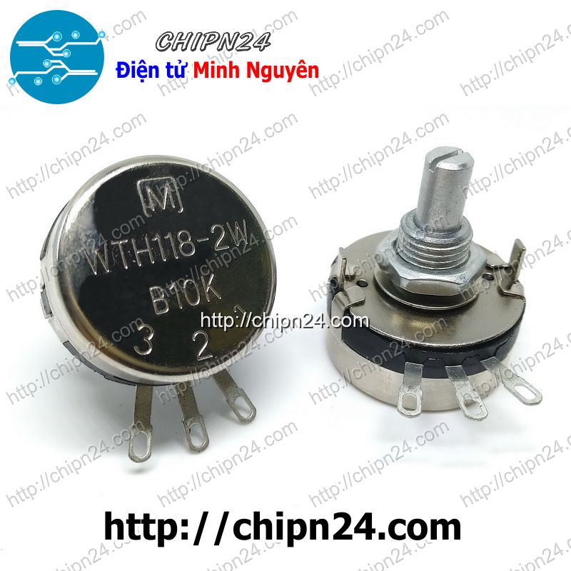 [1 cái] (F37) Biến trở 2W WTH118 Trắng 10K (WTH118-2W 1A, Biến trở công nghiệp, Biến trở công suất)